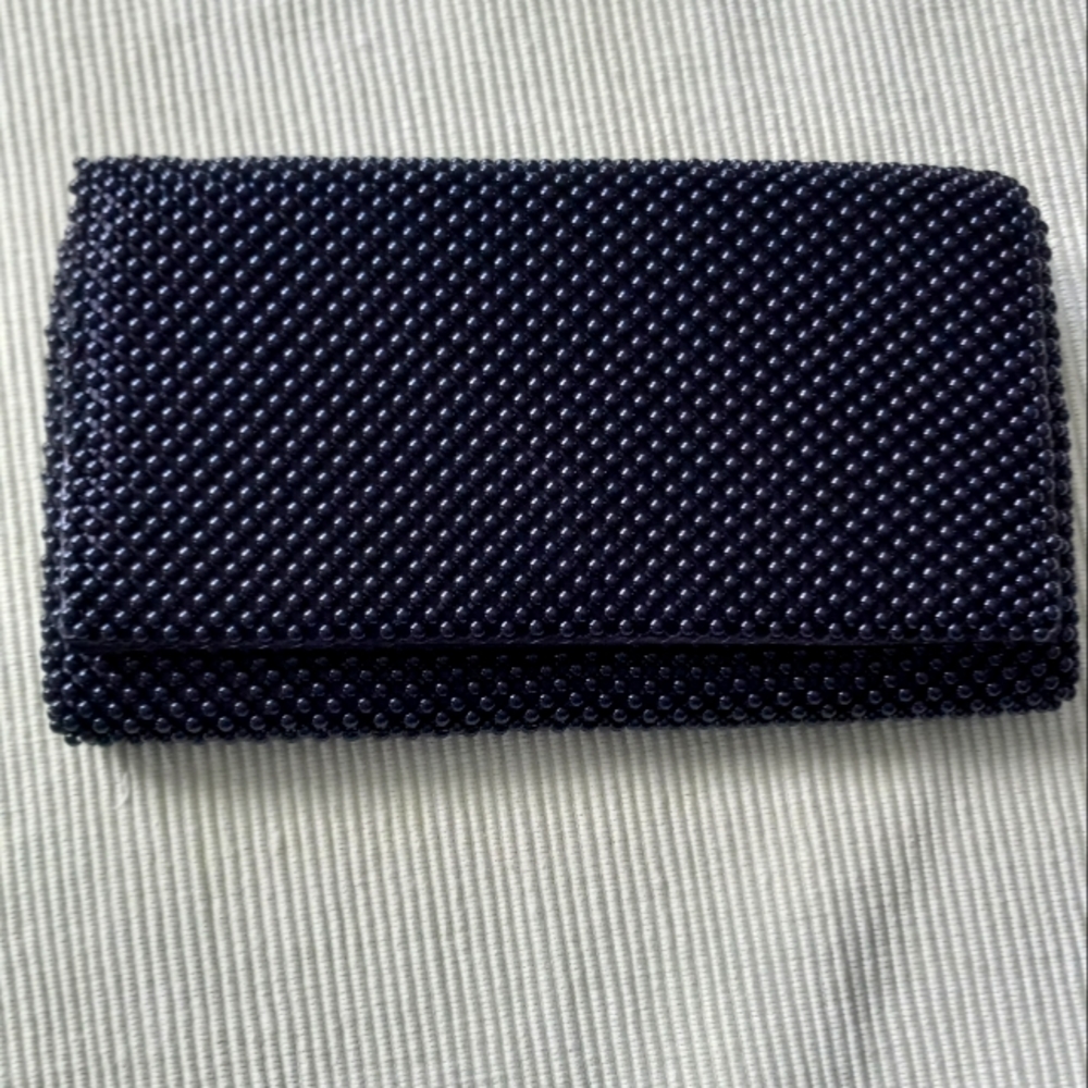 INC Black Beaded Clutch